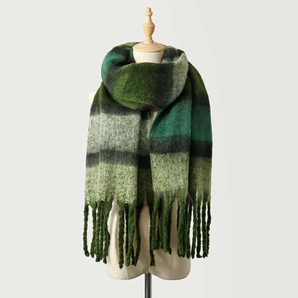 Colorful Striped Mohair Scarf for Women - Trendy & Warm