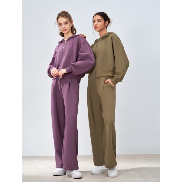 Women’s Knitted Hoodie and Wide-Leg Pants Two-Piece Set - Image 2