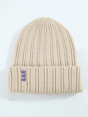 Women’s Solid Color Knitted Beanie Hat for Autumn Winter