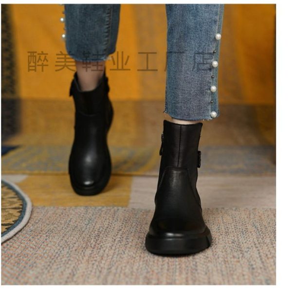 Women's Retro Platform Flat Ankle Boots - Image 2