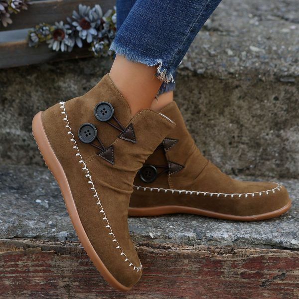 Women’s Suede Round Toe Retro Ankle Boots