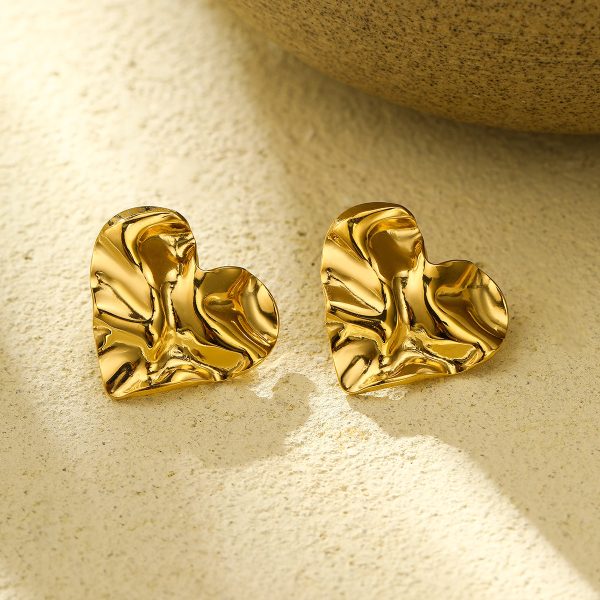 French Vintage Ripple Love Titanium Steel Earrings - Image 2