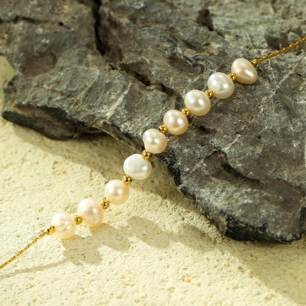 All Match Pearl Adjustable 18K Gold Titanium Steel Bracelet - Image 2