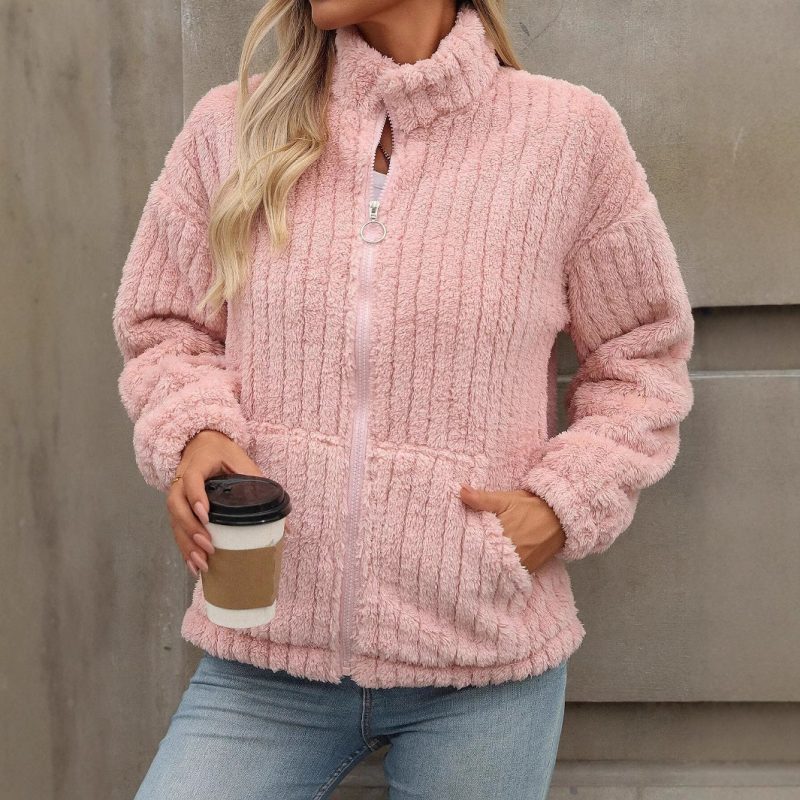 Women's Double-Sided Plush Zipper Cardigan - Autumn & Winter Coat