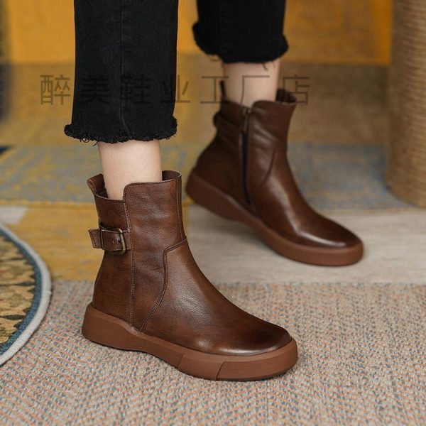 Women's Retro Platform Flat Ankle Boots