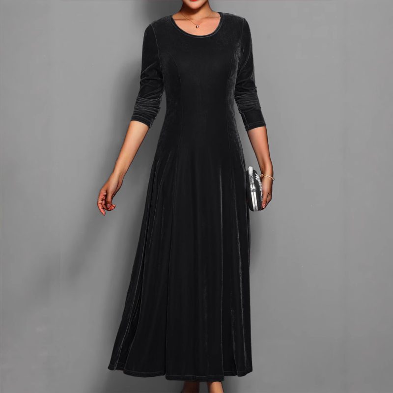 Spring Autumn Elegant Velvet Dress for Women
