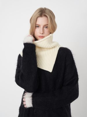 Women’s High Neck Knitted Warm Cascading Collar Scarf