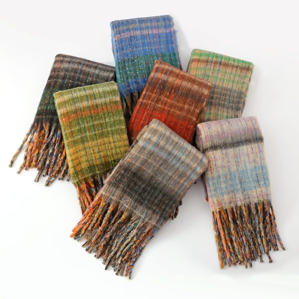 Thick Warm Plaid Scarf with Tassels for Couples - Autumn & Winter - Image 2