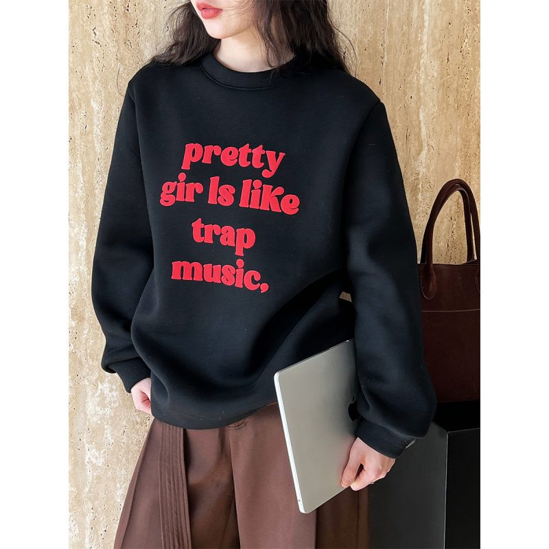 Loose Sweater Women Fleece Lined Thickened Autumn Winter - Image 2