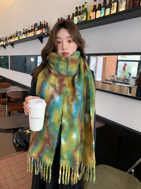 Tie-Dyed Color Scarf - Warm Brushed Autumn Winter Scarf for Girls & Couples - Image 2