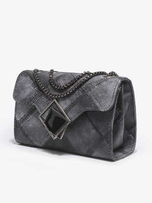 Gradient Ink Small Square Messenger Bag Rhombus Embossed Chain