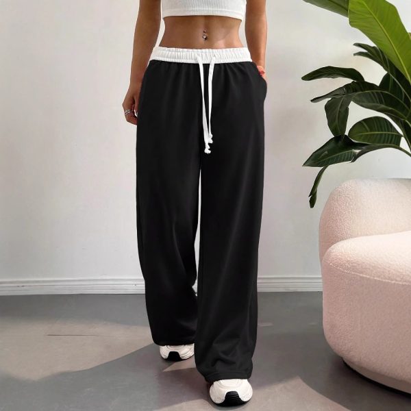 Autumn Winter High Waist Wide Leg Sweatpants Women Casual Thick Trousers