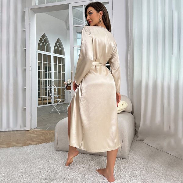 Women’s Long Silk Nightgown & Bathrobe Set – Sexy Homewear - Image 2