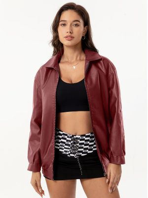 Loose Oversized Leather Jacket for Women – Spring Autumn Coat