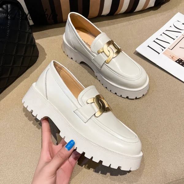 Women Shoes Spring 2024 New White Thick-soled Ladies Sneakers Genuine Leather - Image 3