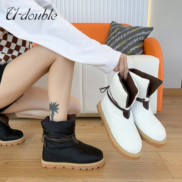 Winter Ankle Boots Women High Quality Quilted Nylon Down Snow Boots