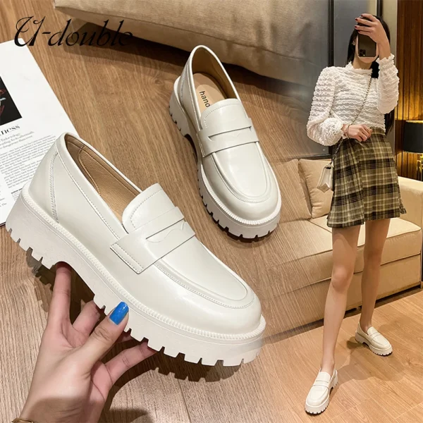 Shoes Women British Style 2024 New Thick-soled College Style Casual Loafers - Image 2