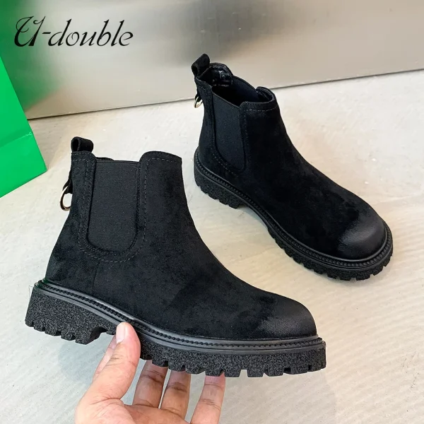 Boots Fashion Thick Heel Short Boots Winter Shoe Woman Warm Platform Chelsea Boots Lady - Image 5