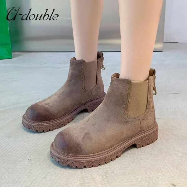 Boots Fashion Thick Heel Short Boots Winter Shoe Woman Warm Platform Chelsea Boots Lady - Image 6