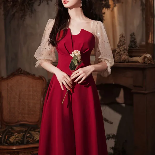 French Elegant Midi Dresses Korean Fashion Evening Party Dress - Image 4