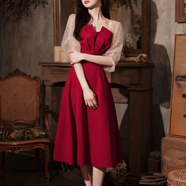 French Elegant Midi Dresses Korean Fashion Evening Party Dress - Image 5