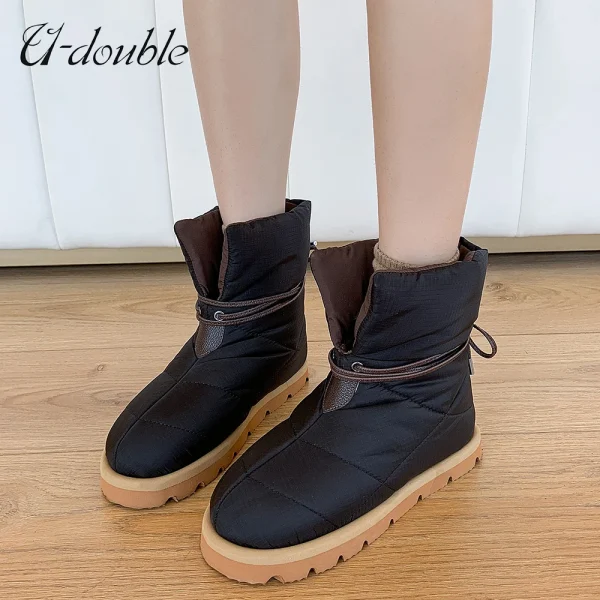 Winter Ankle Boots Women High Quality Quilted Nylon Down Snow Boots - Image 2