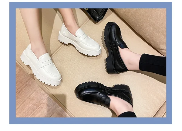 Shoes Women British Style 2024 New Thick-soled College Style Casual Loafers