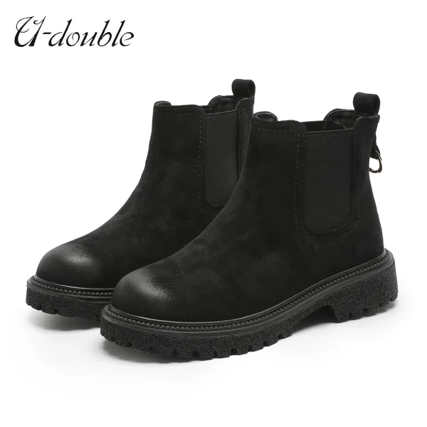 Boots Fashion Thick Heel Short Boots Winter Shoe Woman Warm Platform Chelsea Boots Lady - Image 4