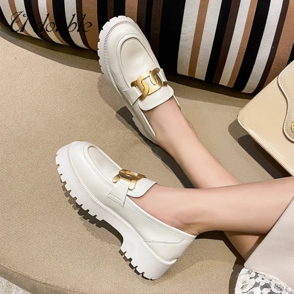 Women Shoes Spring 2024 New White Thick-soled Ladies Sneakers Genuine Leather