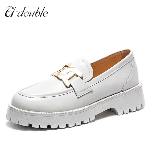 Women Shoes Spring 2024 New White Thick-soled Ladies Sneakers Genuine Leather - Image 2