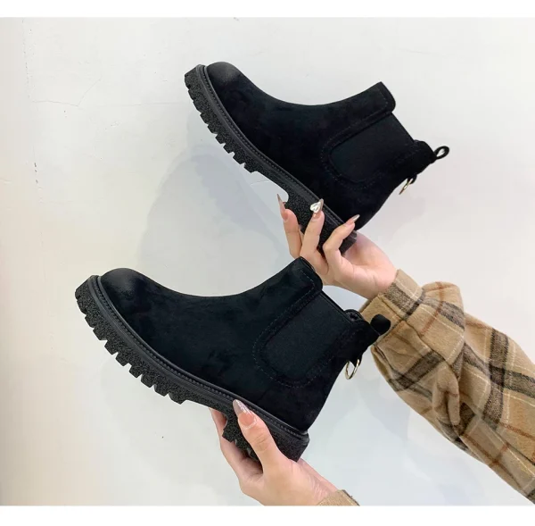 Boots Fashion Thick Heel Short Boots Winter Shoe Woman Warm Platform Chelsea Boots Lady - Image 9