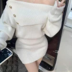 Slim Bodycon Knitted Dress Woman Korea Fashion  Mini Dress Short - Image 2