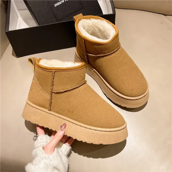 Women Short Plush Warm Snow Boots Casual Shoes New Suede Fur Chelsea Ankle Boots - Image 2