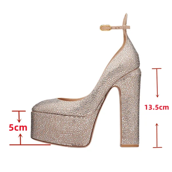 Women's Shoes Super High Heel Party Fashion Thick Sole Leather Shoes Bridal Shoes Wedding Party Shoes - Image 8