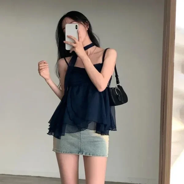 Aesthetic Sleeveless Solid Tops Hot Girls Korean Fashion Sweet Tank Top - Image 3