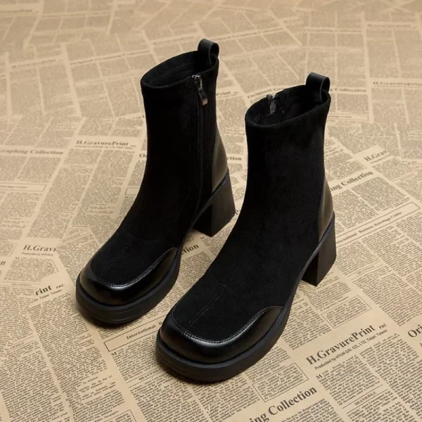 Woman Black Women's Ankle Boots Sock Footwear Combat Booties Very High Heels - Image 2