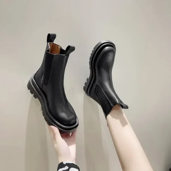 Winter Knight Boots Women Knee High Long Square Heel Boots Retro Thick Motorcycle Boots - Image 6