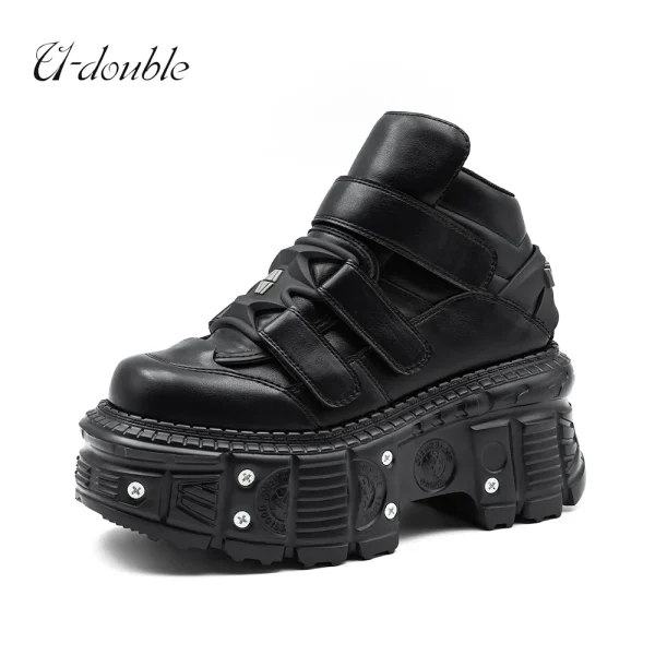 Women Shoes Lace-up Heel Height 6CM Platform Shoes Woman Metal Decor Woman Sneakers - Image 2