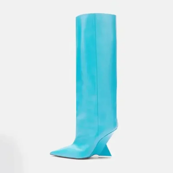 Women's Knee Length Boots Fashion Pointed Shaped High Heels Women's Large Sleeve Boots - Image 6