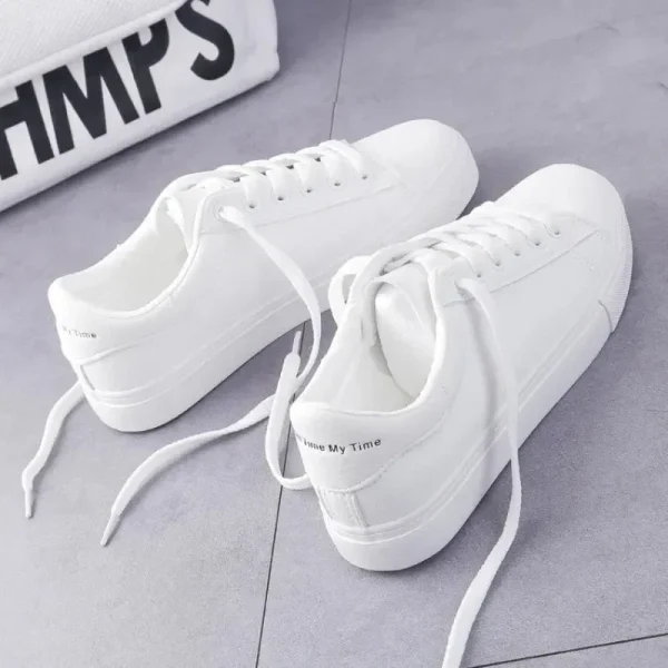 Women Sneakers Fashion Breathble Vulcanized Shoes Pu Leather Platform Shoes White Lace Up Casual Shoes