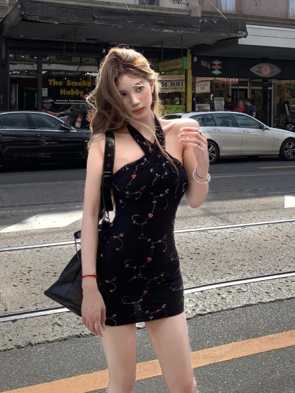 Sexy Dress Vintage Elegant Mini Dress Even Party Korean Fashion Chic Sleeveless - Image 3