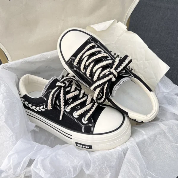 Women Platform Canvas Shoes Height Increasing Chunky Sneakers For youth girls Outdoor - Image 4