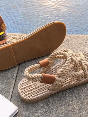 Sandals Woman Shoes Braided Rope with Traditional Casual Style and Simple Creativity Fashion