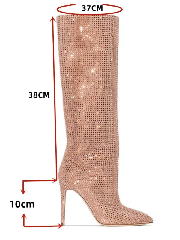 Women's New European and American Fashion Show Starry Sky High-heeled Rhinestone Pointed - Image 8