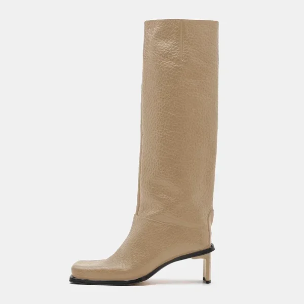 Winter Style Thick High-heeled Knee High Women's Boots with Square Toe and High Tube, Fashionable Plus Size Boots - Image 3