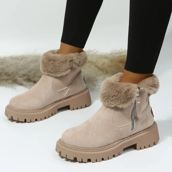 Plush Snow Boots Women Faux Suede Non-slip Winter Boots Woman Keep Warm Cotton - Image 3