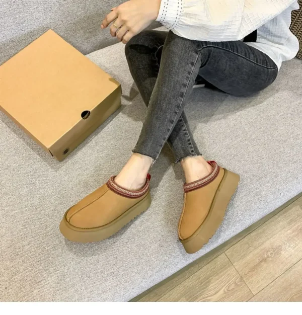 Women Ankle Snow Boots Women Winter In Fur Short Plush Warm Flats Slippers - Image 10