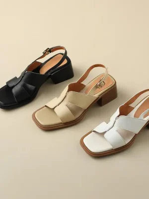 Summer Ladies Retro All-matching Sandals, Square Head Casual Chunky Fashion Sandals, Shoes