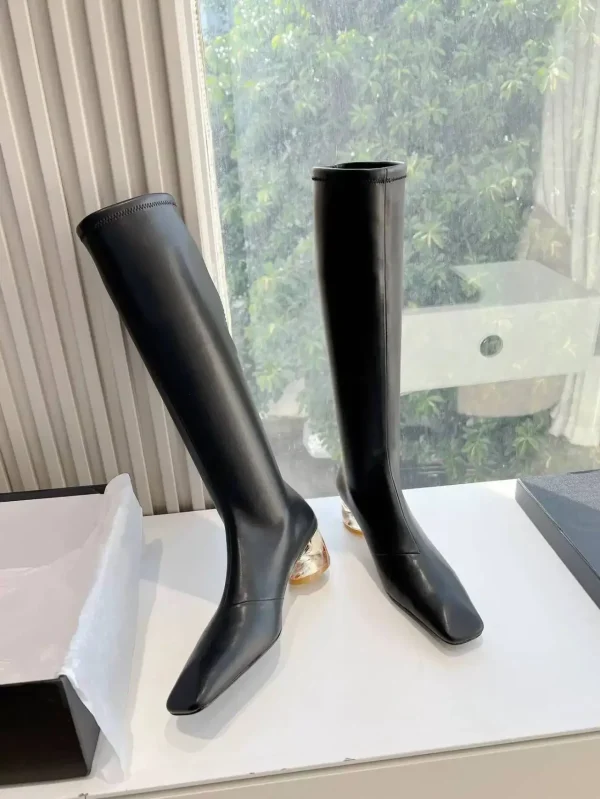 Fashion Knee Length Boots with Irregular Crystal Low Heel Women's Sleeved Mid Length Boots - Image 3