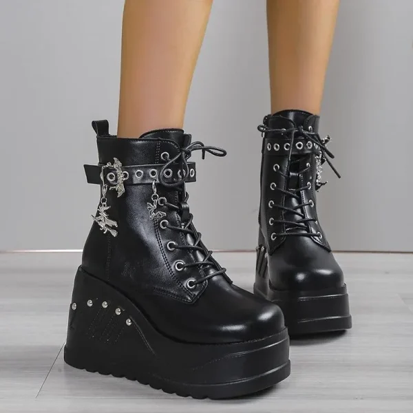 Boots for Women Fashion Hot Sale Punk Goth Platform Heels Wedge Women's Boots - Image 2